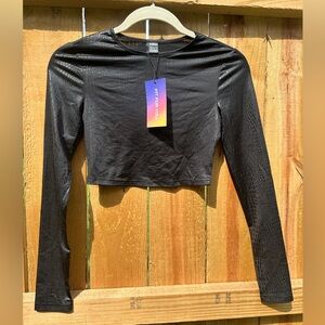 SHEIN Black Fitted Long Sleeve Crop Blouse